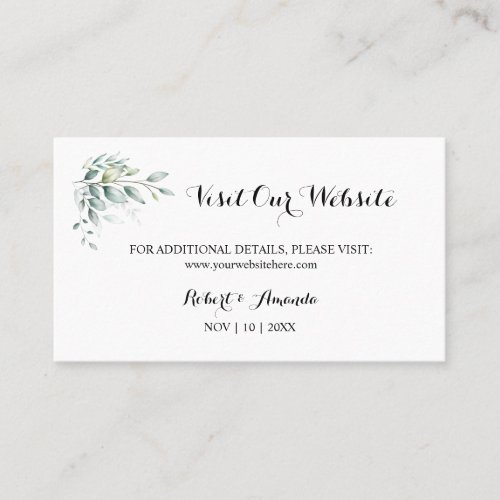 Eucalyptus Visit our Website Wedding insert card