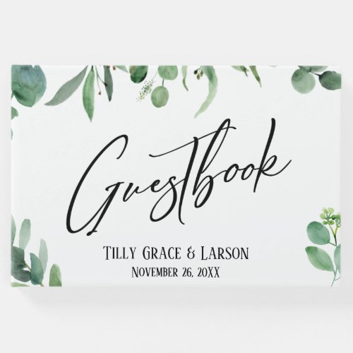 Eucalyptus w Elegant Handwriting Guestbook