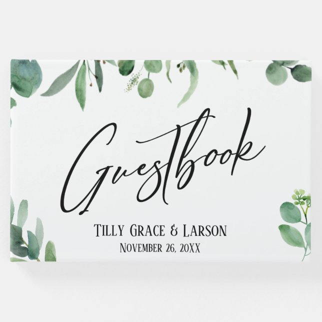 Eucalyptus w/ Elegant Handwriting Guestbook (Front)