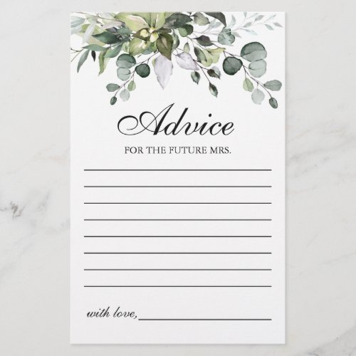 Eucalyptus Watercolor Advice Card