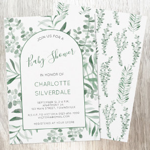 Eucalyptus Watercolor Baby Shower Invitation