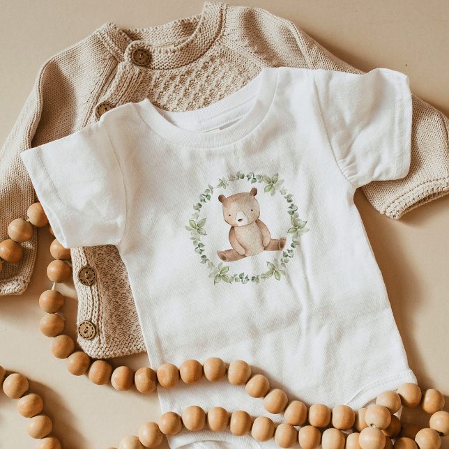 Eucalyptus watercolor bear baby bodysuit (Creator Uploaded)