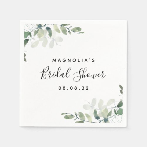 Eucalyptus Watercolor Bridal Shower  Napkins