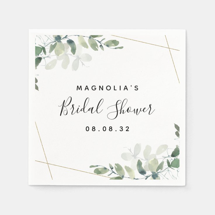 Eucalyptus Watercolor Bridal Shower Napkins Zazzle