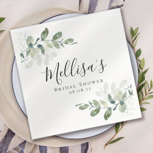 Eucalyptus Watercolor Bridal Shower Napkins