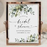 Eucalyptus Watercolor Bridal Shower Welcome Sign<br><div class="desc">Set by default as 8x10 inches in SM format. Design features elegant watercolor greenery eucalyptus, olive branches, and other leafy elements. "Bridal Shower" is printed in a modern stylish font with a small decorative heart. This item is also available in a downloadable format if you are pressed for time. You...</div>