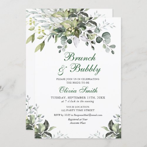 Eucalyptus Watercolor Brunch and Bubbly Invitation