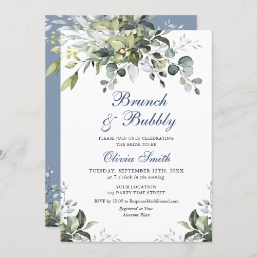 Eucalyptus Watercolor Brunch and Bubbly Invitation