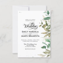 Eucalyptus Watercolor Budget Wedding Invitation