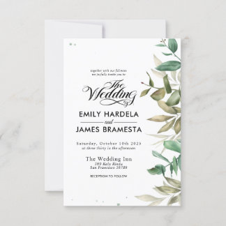 Eucalyptus Watercolor Budget Wedding Invitation