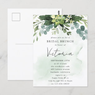 Eucalyptus Watercolor Chic Bridal Shower Invitatio Postcard