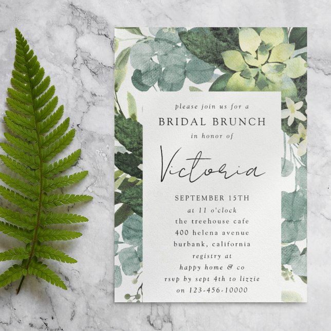 Eucalyptus Watercolor Chic Bridal Shower Invitation (Creator Uploaded)