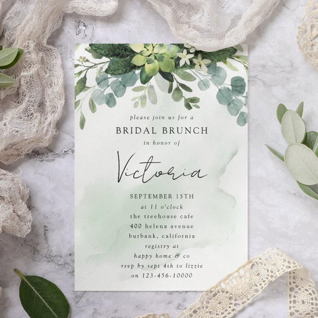 Eucalyptus Watercolor Chic Bridal Shower Invitation (Creator Uploaded)