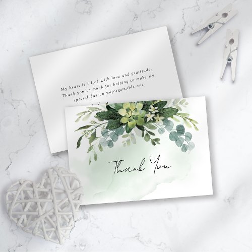 Eucalyptus Watercolor Chic Bridal Shower Thank You Card