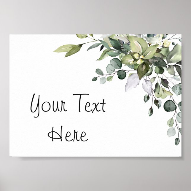 Eucalyptus Watercolor Custom Text Poster (Front)