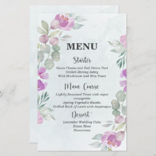 Eucalyptus Watercolor Dusty Blue Wedding Menu