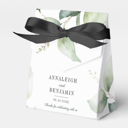 Eucalyptus Watercolor Elegant Wedding Thank You Favor Boxes