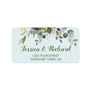 Eucalyptus Watercolor Floral Address Label
