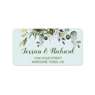 Eucalyptus Watercolor Floral Address Label