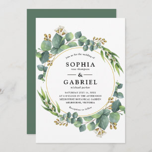 Eucalyptus Watercolor Floral Circle Frame Invitation