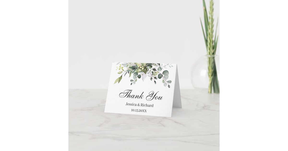 Eucalyptus Watercolor Folding Thank You Card | Zazzle