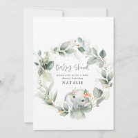 eucalyptus watercolor foliage baby shower  invitation