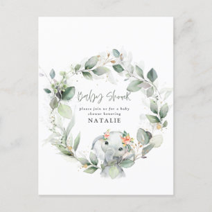 eucalyptus watercolor foliage baby shower   postcard