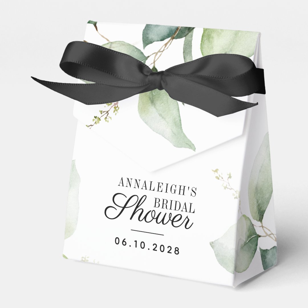 Eucalyptus Watercolor Foliage Bridal Shower Favor Box Zazzle