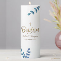Eucalyptus watercolor Gold Cross Custom Baptism