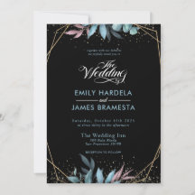Eucalyptus Watercolor Gold Framed Budget Wedding