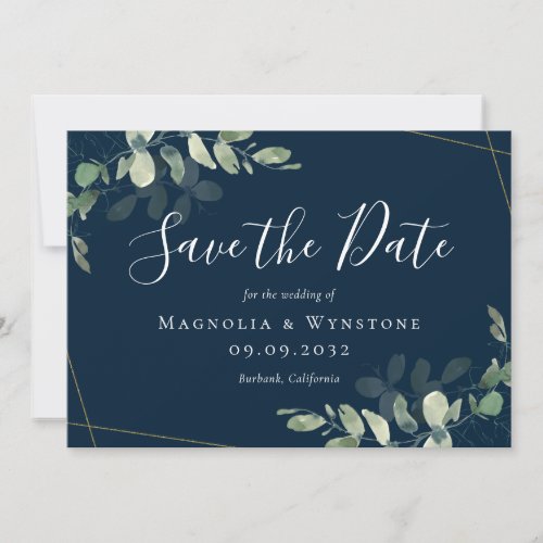 Eucalyptus Watercolor Gold Glitter Wedding  Save T Save The Date