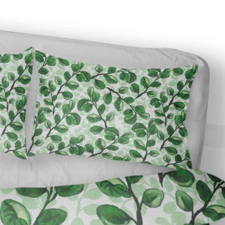 Eucalyptus watercolor green  leaves pillow case