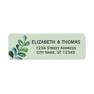 Eucalyptus Watercolor Green Return Address Label