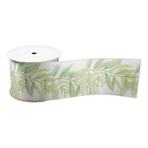Eucalyptus watercolor green white ribbon