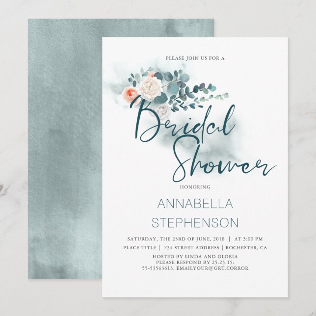Eucalyptus | Watercolor Greenery Bridal Shower Invitation (Front/Back)