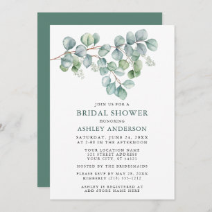 Eucalyptus Watercolor Greenery Bridal Shower Invitation