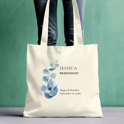 Eucalyptus Watercolor Greenery Wedding Bridesmaid Tote Bag