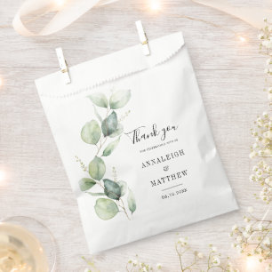 Eucalyptus Watercolor Greenery Wedding Favor Bag