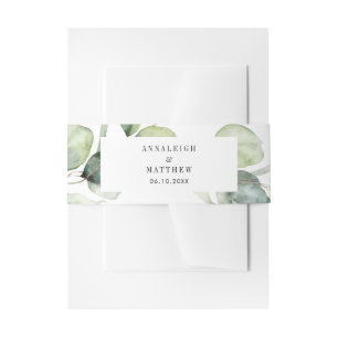 Eucalyptus Watercolor Greenery Wedding Invitation Belly Band