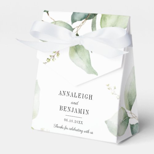 Eucalyptus Watercolor Greenery Wedding Thank You Favor Boxes