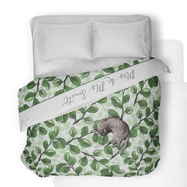 Eucalyptus watercolor leaves duvet cover Zazzle