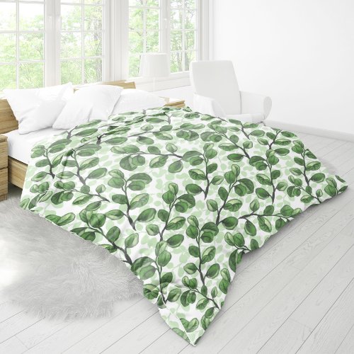 Eucalyptus watercolor leaves  duvet cover