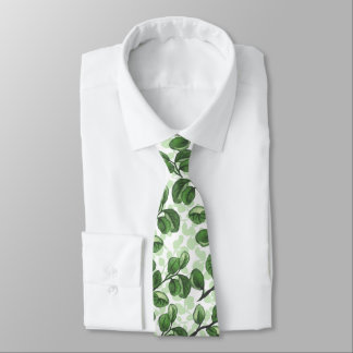 Eucalyptus watercolor leaves neck tie