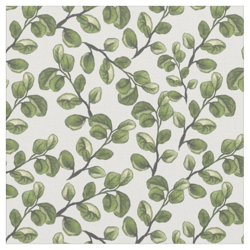 Eucalyptus watercolor leaves pattern fabric