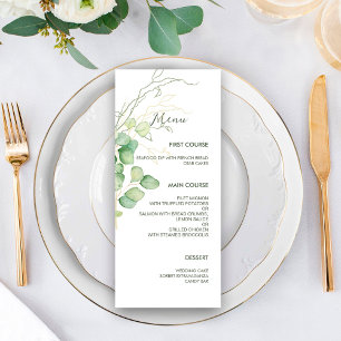 Eucalyptus Watercolor Minimalist Wedding Menu