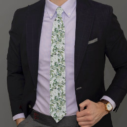 Eucalyptus Watercolor Pattern Neck Tie