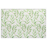 Eucalyptus watercolor pattern on white fabric