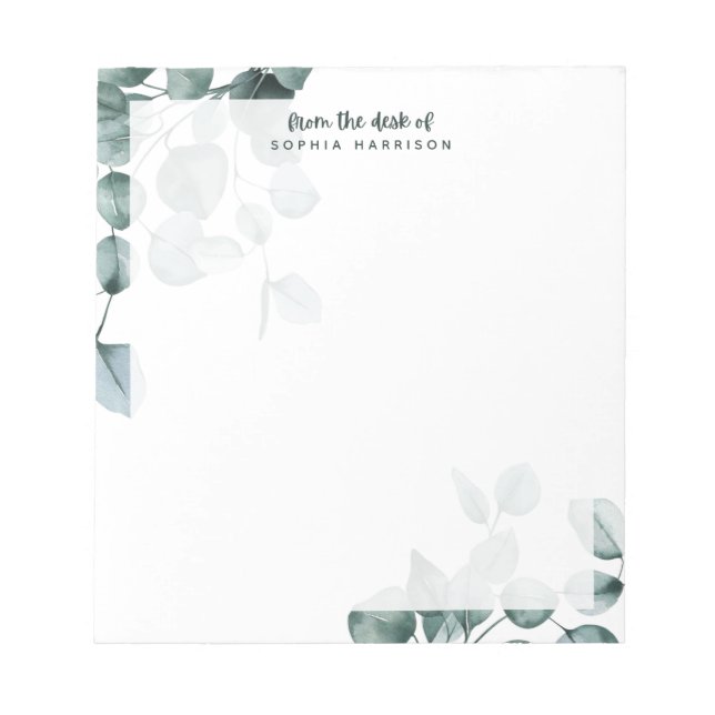 Eucalyptus Watercolor Personalized Notepad (Front)