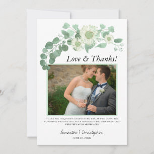 Eucalyptus Watercolor Photo Wedding Thank You Card