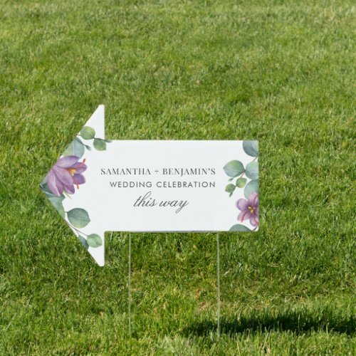 Eucalyptus Watercolor Purple Green Wedding Party Sign